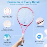 SIMTION 27 Inch Tennis Rackets Set, 2 Player Pre-StrungTennis Racquets for Adults, 2 Overgrip Tapes, 3 Balls, 2 Wristbands and Carrying Bag, for Beginner and Professional (Pink & Blue)