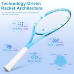 SIMTION 27 Inch Tennis Rackets Set, 2 Player Pre-StrungTennis Racquets for Adults, 2 Overgrip Tapes, 3 Balls, 2 Wristbands and Carrying Bag, for Beginner and Professional (Pink & Blue)