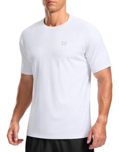 G Gradual Men's Workout Athletic T-Shirts Moisture Wicking Cooling Running Shirts Short Sleeve Performance Tee for Gym Tennis(White,L)