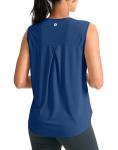 SANTINY Women's Sleeveless Workout Tops Breathable Lightweight Active Tennis Yoga Shirts Athletic Running Tank Tops for Women (Blue_L)