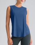 SANTINY Women's Sleeveless Workout Tops Breathable Lightweight Active Tennis Yoga Shirts Athletic Running Tank Tops for Women (Blue_L)