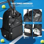 NEEWER Tennis Bag for Men/Women, Hold Up to 2 Rackets, Water Resistant 1000D PU Tennis Ball Pickleball Racquetball Backpack with Shoe Compartment, Side Pocket, Accessories Pockets, Fence Hook, TB02B