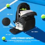 NEEWER Tennis Bag for Men/Women, Hold Up to 2 Rackets, Water Resistant 1000D PU Tennis Ball Pickleball Racquetball Backpack with Shoe Compartment, Side Pocket, Accessories Pockets, Fence Hook, TB02B