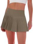 Eayouko Pleated Tennis Skirt for Women with Shorts Women's Skirts High Waisted Golf Skirts Workout Athletic Skort Skorts Dark Khaki