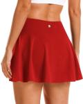 Stelle Women Tennis Golf Skirts High Waisted with Inner Shorts for Athletic Workout Sports Skorts Running Pickleball (RD, M) Red