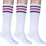 Skylety 5 Pcs Striped Sweatband Sock Set Wrist Sweatband Headband High Striped Headband for Men Women Sports 80s Party(White, Blue and Red)