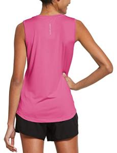 baleaf Women's Workout Tank Tops Sleeveless Exercise Tennis Running Shirts Activewear Fitness Gym Tops Pink M
