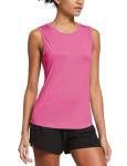 baleaf Women's Workout Tank Tops Sleeveless Exercise Tennis Running Shirts Activewear Fitness Gym Tops Pink M