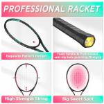 Pro Tennis Racket for Adults, 2 Player 27 inch Speed Tennis Racquet Acceptable for Beginner and Professional with 3 Tennis Balls, 2 Vibration Dampes, 2 Overgrips, Tennis Bag