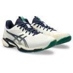 ASICS Men's Solution Speed FlyteFoam 3 Tennis Shoes, 12, Cream/Midnight