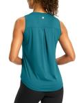 G Gradual Workout Tank Top for Women Sleeveless Athletic Yoga Tops High Neck Quick Dry Running Tennis Sports Shirts for Women(Teal,L)