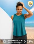 G Gradual Workout Tank Top for Women Sleeveless Athletic Yoga Tops High Neck Quick Dry Running Tennis Sports Shirts for Women(Teal,L)
