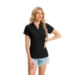 Women's Polo Shirts Short Sleeve Quick Dry UPF 50+ Sun Protection Business Casual Collared Shirt Tennis Golf Shirt Work Tops (BK XL) Black-Xin