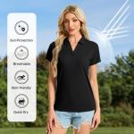 Women's Polo Shirts Short Sleeve Quick Dry UPF 50+ Sun Protection Business Casual Collared Shirt Tennis Golf Shirt Work Tops (BK XL) Black-Xin
