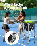 YooKoo Tennis Ball Hopper for 150 Balls, Tennis Ball Basket for Serve Training, Foldable Tennis Ball Cart with Storage Bag, Portable Pickleball Baseball Hopper Basket