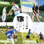 YooKoo Tennis Ball Hopper for 150 Balls, Tennis Ball Basket for Serve Training, Foldable Tennis Ball Cart with Storage Bag, Portable Pickleball Baseball Hopper Basket