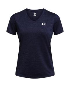 Under Armour Womens Tech Twist Short Sleeve V Neck, (410) Midnight Navy / / White, Medium