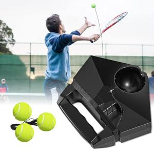 JIAOLUOLI Premium Tennis Trainer Rebound with Heavy Base, Portable Solo Tennis Rebounder Set with 3 Highly Elastic String Balls, Practice Equipment for Adult Kids and Beginners