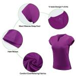 ANIVIVO Tennis Shirts for Women Short Sleeves, Solid Golf T Shirts V-Neck Running Pickleball Clothes(Darkpurple,S)