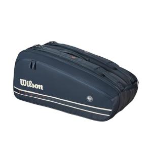 WILSON Roland-Garros 2025 Session de Soirée Super Tour Tennis Racket Bag - Dark Navy, Holds up to 9 Racket