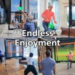 Jazzminton-Sport – The Original Paddle Game with Net for Indoors & Outdoors – Active, Joint-Friendly Family Fun – Like Badminton, Pickleball & Tennis with a Twist