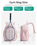 BAGSMART Tennis Bag for Women, Tennis Rackets Backpack with Shoes Compartment, Hanging Gym Backpack for Court, Off-work, Everyday