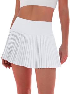 Eayouko Pleated Tennis Skirt for Women with Shorts Women's Skirts High Waisted Golf Skirts Workout Athletic Skort Skorts White