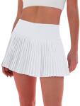 Eayouko Pleated Tennis Skirt for Women with Shorts Women's Skirts High Waisted Golf Skirts Workout Athletic Skort Skorts White