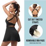Womens Workout Tennis Dress with Built in Shorts and Bra Athletic Golf Activewear for Exercise Black Medium