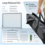 HamRoRung 9.3*7.4ft Portable Tennis Rebounder Net, Tennis Practice Wall, Tennis Training Net for Tennis Racquet Sports Ball Pickleball, Tennis Backboard Net for Tennis Court Backyard Outdoor Training,