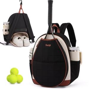 Sucipi Tennis Bag, Tennis Backpack for Women with Cup Holder & Shoe Compartment, Quilted Professional Tennis Racket Bag for Pickleball, Badminton