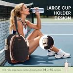 Sucipi Tennis Bag, Tennis Backpack for Women with Cup Holder & Shoe Compartment, Quilted Professional Tennis Racket Bag for Pickleball, Badminton