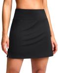 SANTINY 16" Skorts for Women with 2 Pockets High Waisted A Line Pickleball Golf Skort Casual Athletic Tennis Skirt (Black_M)