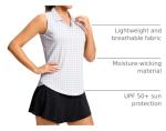 G Gradual Sleeveless Golf Shirts for Women Collared V Neck Tennis Tank Top Cooling Polo UPF 50+ Quick Dry Lightweight, Black Dot, Medium