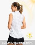 G Gradual Sleeveless Golf Shirts for Women Collared V Neck Tennis Tank Top Cooling Polo UPF 50+ Quick Dry Lightweight, Black Dot, Medium