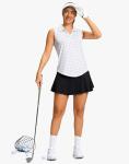 G Gradual Sleeveless Golf Shirts for Women Collared V Neck Tennis Tank Top Cooling Polo UPF 50+ Quick Dry Lightweight, Black Dot, Medium