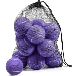 Insum 12-Pack Advanced Training Tennis Balls for Beginner Practice, Pet Dog Tennis Balls with Mesh Bag for Easy Carry