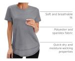 Short Sleeve Shirts for Women Workout Pilates Outfits Tennis Summer Tops 2025 Beach Vacation Clothes Grey M