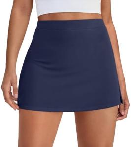AUTOMET Women's Mini Tennis Skirt 2025 Athletic Workout Cute Golf Skorts with Pockets Trendy Summer Beach Vacation Clothes NavyBlue M