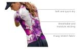 PINSPARK Golf Shirts for Women Short Sleeve Moisture Wicking Polo V Neck Tennis Tops Print Pickleball Apparel,Purplicious XL