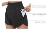 BMJL Women's Athletic Shorts High Waisted Running Short Pocket Sporty Shorts Gym Elastic Workout Shorts(L,Black)