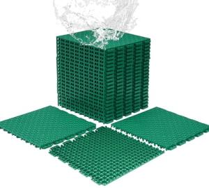 jxgzyy 24 PCS Basketball Court Tiles, 5/8 Inch Thick Modular Interlocking Outdoor Floor Tiles Over Grass, Non Slip PP Drainage Mat for Tennis Court Drain Deck Pool Patio Shower Garage Balcony