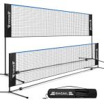 BAGAIL Badminton Net, Foldable Sports Net 10 FT/ 14 FT/ 17 FT Wide, Height Adjustable Net Set with Carry Bag for Tennis, Pickleball or Pool Volleyball - 10ft, Blue