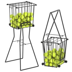 Tennis & Pickleball Hopper with Wheels – Ball Pick Up Basket, Holds 75 Tennis Balls & 50 Pickleballs