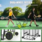 Tennis & Pickleball Hopper with Wheels – Ball Pick Up Basket, Holds 75 Tennis Balls & 50 Pickleballs