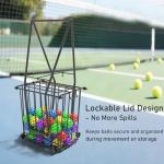 Tennis & Pickleball Hopper with Wheels – Ball Pick Up Basket, Holds 75 Tennis Balls & 50 Pickleballs