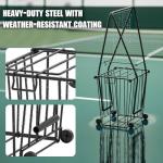 Tennis & Pickleball Hopper with Wheels – Ball Pick Up Basket, Holds 75 Tennis Balls & 50 Pickleballs