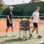 wasoyun Tennis Ball Hopper with Wheels - Height Adjustable Foldable Tennis Ball Basket with Storage Bag Ball Candy for 150 Pickleball & Tennis