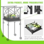 wasoyun Tennis Ball Hopper with Wheels - Height Adjustable Foldable Tennis Ball Basket with Storage Bag Ball Candy for 150 Pickleball & Tennis