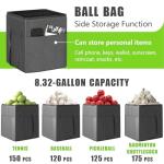 wasoyun Tennis Ball Hopper with Wheels - Height Adjustable Foldable Tennis Ball Basket with Storage Bag Ball Candy for 150 Pickleball & Tennis